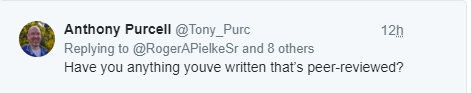 Anthony Purcell tweet to Roger Pielke Sr.